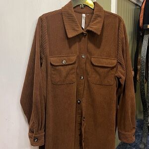 NY Collection Brown Ribbed Shirt